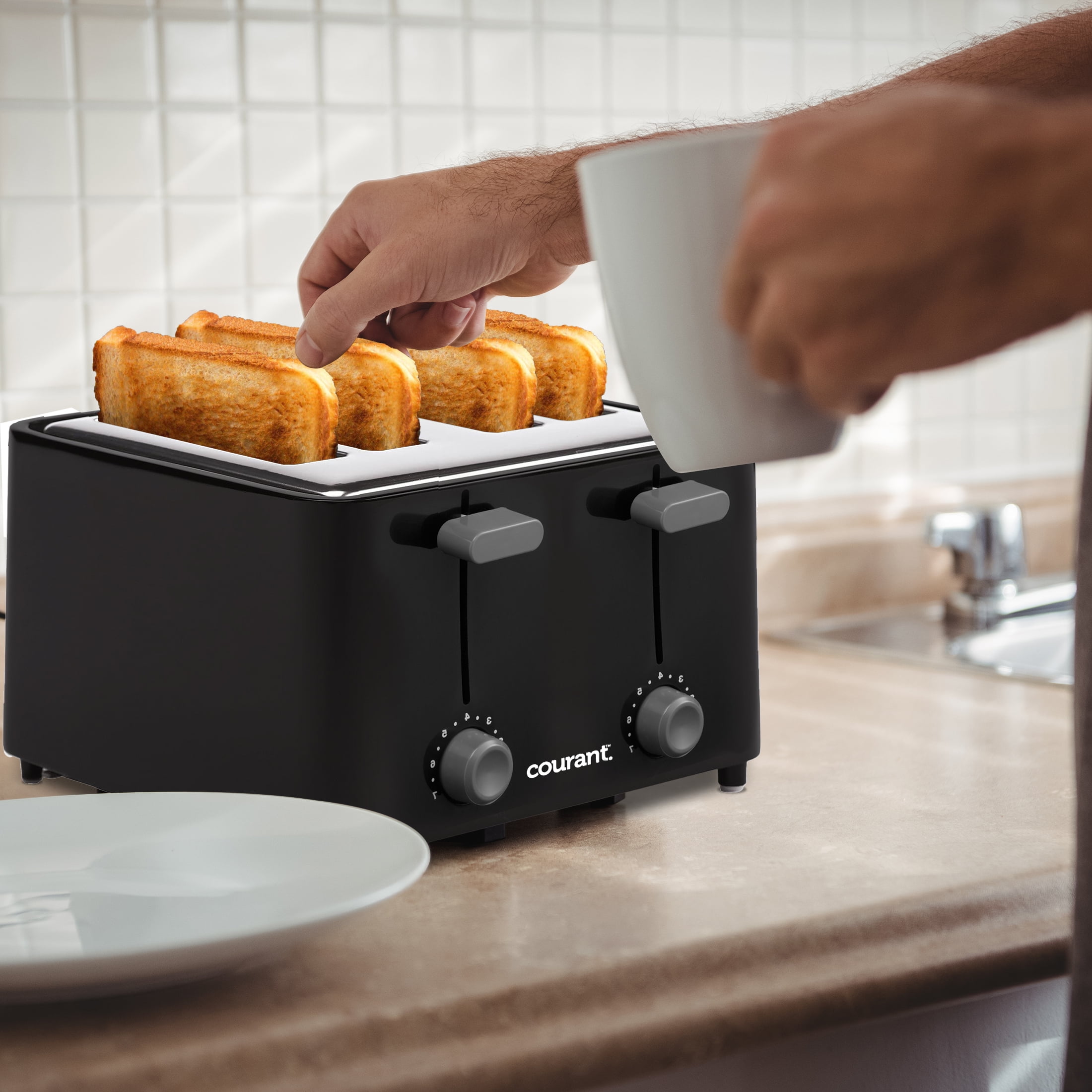 Courant 4 Slice Toaster, Cool Touch Plastic, 1-1/4 Inch Wide Slots