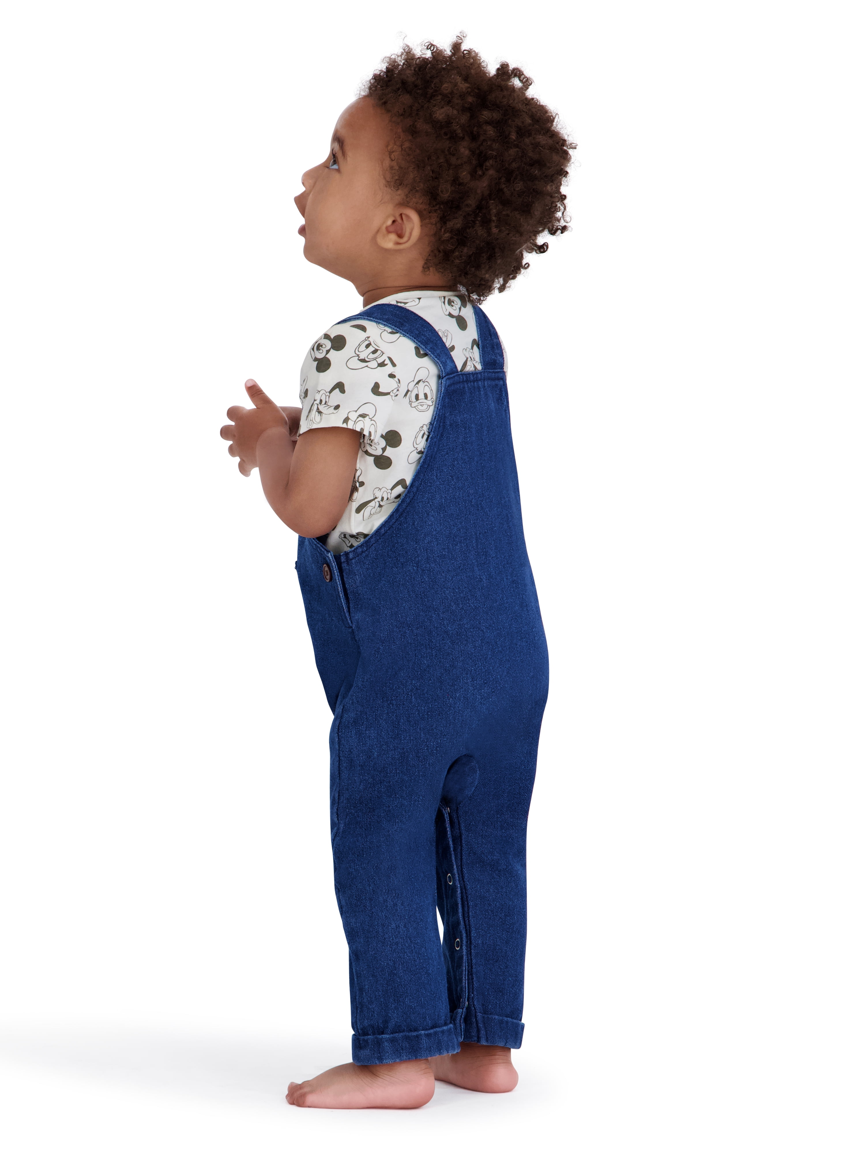 Mickey and Friends Baby Boy 2 Piece Corduroy Overall Set, Sizes 0-24 Months