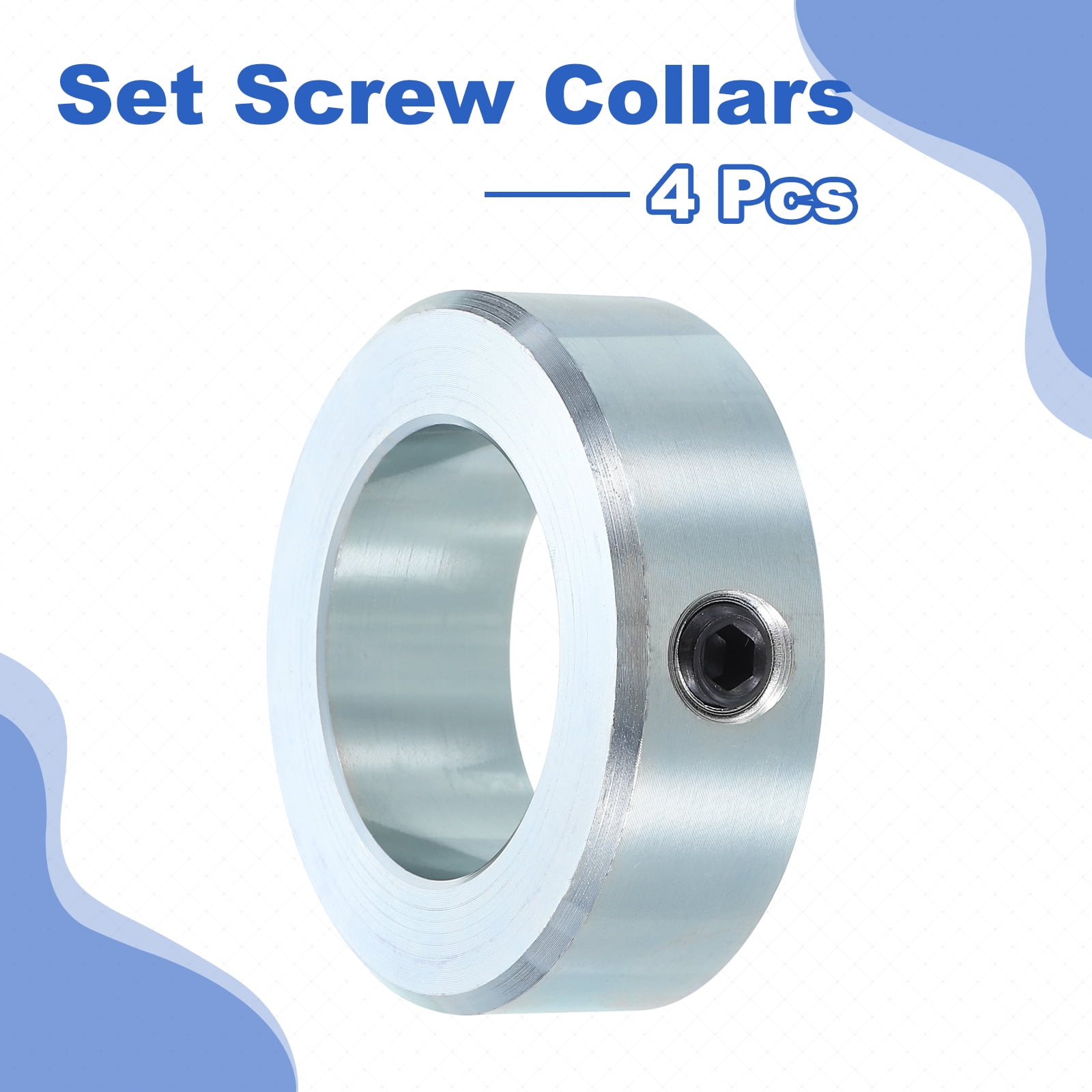 Uxcell 4pack Set Screw Collars 1-9/16" Bore Zinc Plated Steel Shaft Collars, 2-1/2" OD, 13/16" Width Axle Collar Clamp for Linear Rod Shaft Guide