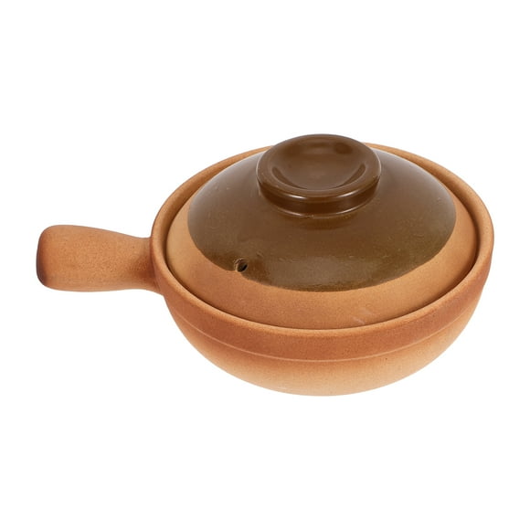 Miangastore Traditional Clay Pot Chinese Clay Cooking Pot with Lid Single Handle Rice Porridge Stews Pot for Stovetop Cooking Use Traditional Casserole