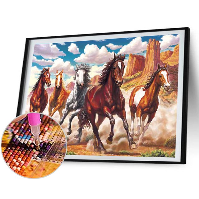Kit de pintura de diamante 5D Caballos al galope Full Square Drill Rhinestone DIY Arts Likrtyny decoración de arte
