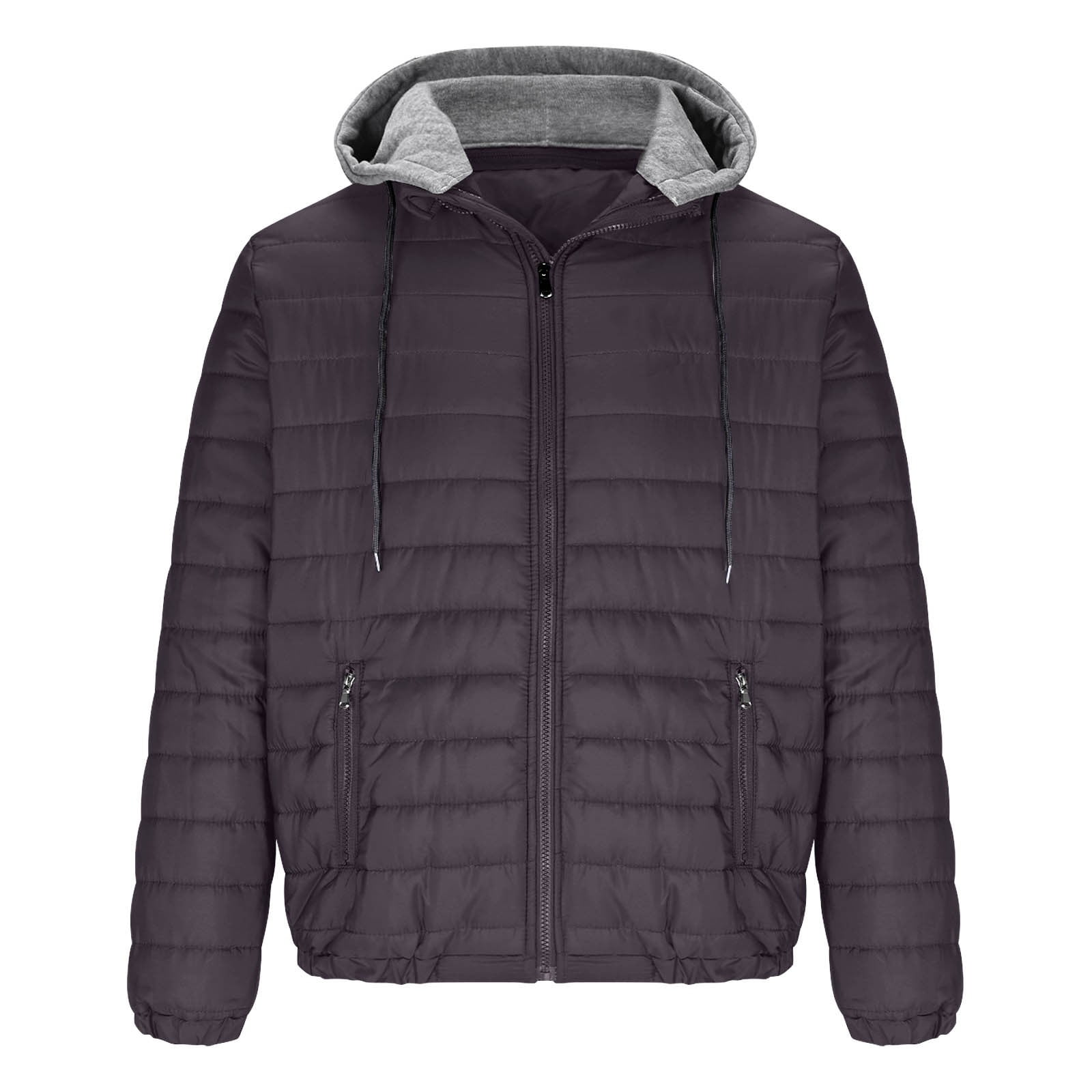 Mens Winter Coats Men's Solid Color Hooded Jacket Cotton Padded Jacket Fashion Cotton Padded Jacket Men's Warm Cotton Padded Jacket