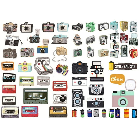 Retro Film Camera Tape Precut Anti-UV Waterproof Decoration Album Planner Stickers Scrapbooking Diary Sticky Paper Flakes