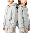 thumbnail image 4 of Gubotare Girls Zip Up Hoodies Teen Fleece Full-Zip Sweatshirts Jacket Casual Fall Hoodie with Pocket Grey,Size 7-8 Years, 4 of 7