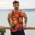 thumbnail image 6 of Fuzoiu Colorful Vintage Floral Pattern Print Men's Workout Tank Tops,Sleeveless Gym Shirt Quick Dry,Fitness Bodybuilding T-Shirt,Muscle Athletic Workout Tee-Medium, 6 of 7