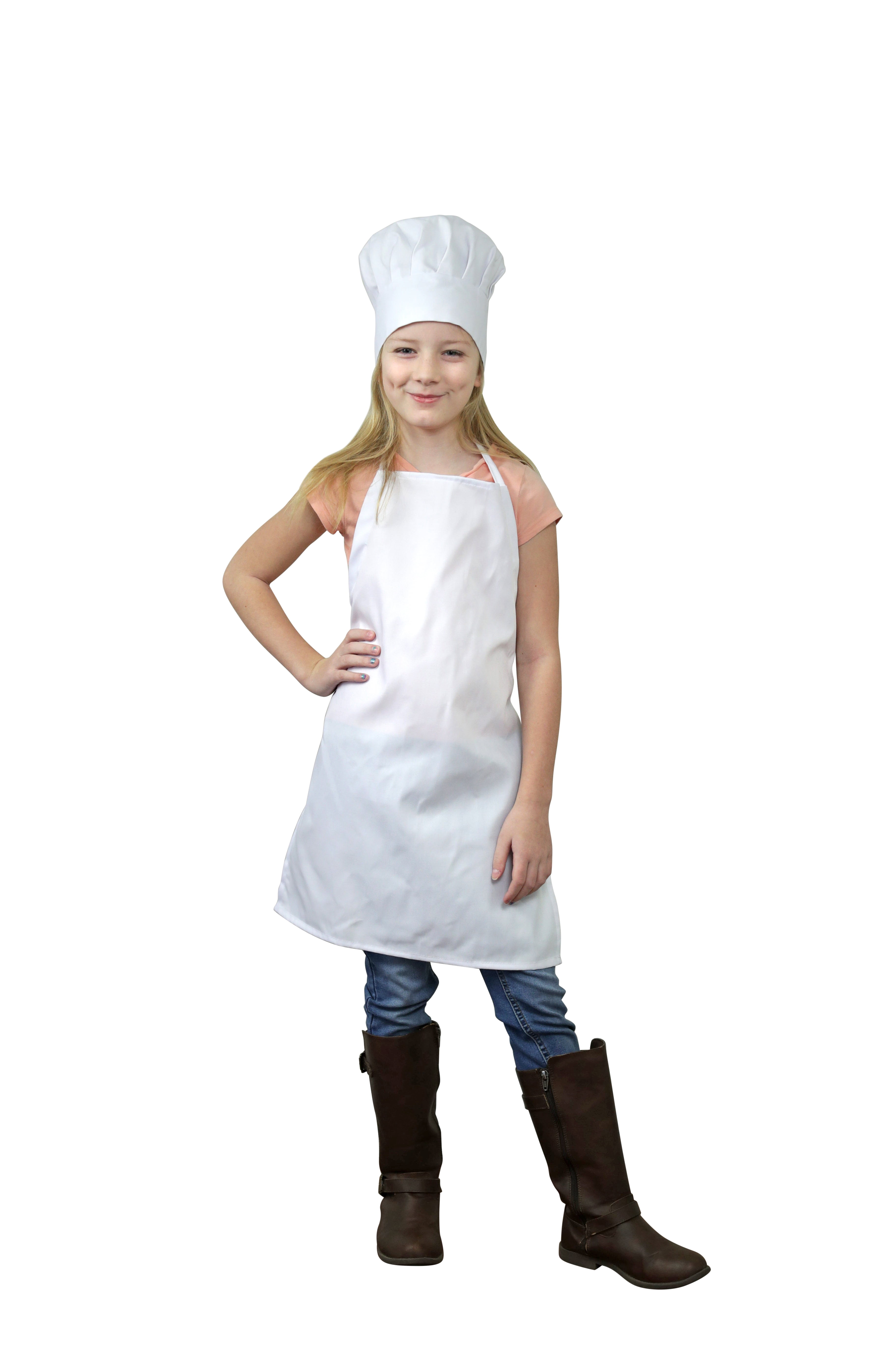 Kids Aprons Child Chef Hats, Satin Baseball Jacket (Red)