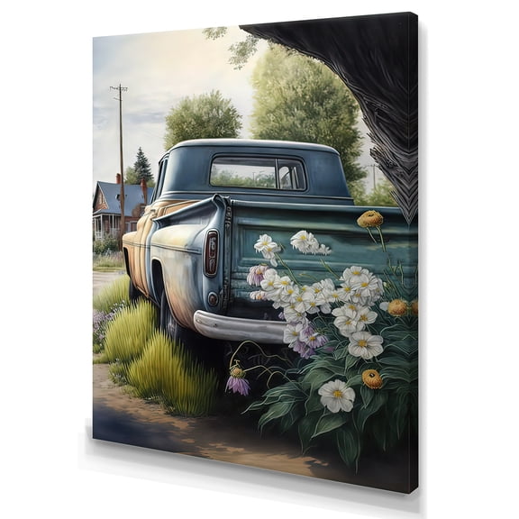 Designart Barn Flower Delivery Truck VIII Canvas Wall Art