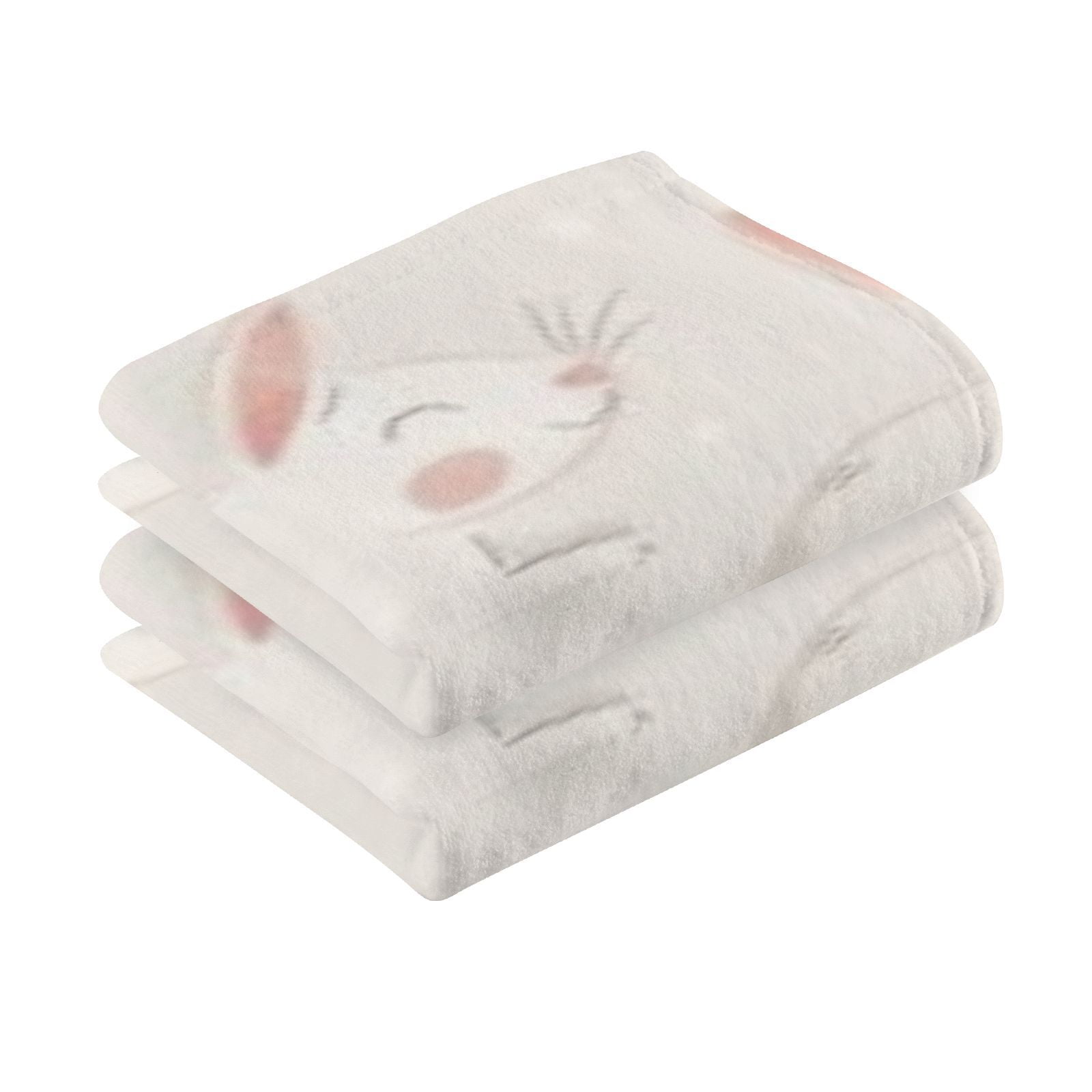 Cute Rabbits Hand Towels Cotton Bath Towels Large Face Towels Absorbent for Bathroom 2 Packs