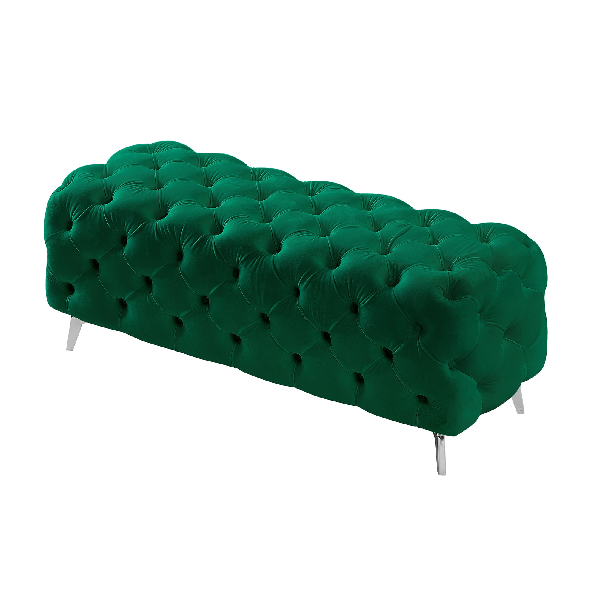 Kepooman 51 Inches Modern Velvet Bedroom Bench, Button-Tufted Upholstered Ottoman End of Bed Bench for Entryway Living Room Bedroom, Green Kepooman 51 Inches Modern Velvet Bedroom Bench, Button-Tufted Upholstered Ottoman End of Bed Bench for Entryway Living Room Bedroom, Green