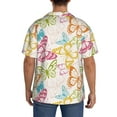 thumbnail image 5 of Xecao offers the Retro Colorful Butterfly for Men's Casual Short-sleeved Shirt, a button-up collared shirt with a pocket, perfect for beach vacations and yacht travel in the XX-Large size., 5 of 7