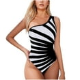 thumbnail image 2 of Nuoqisi Swimsuit Women's One-Piece Swimsuit Black and White Striped Beachwear One Shoulder Bikini Set Beach 2026, 2 of 6