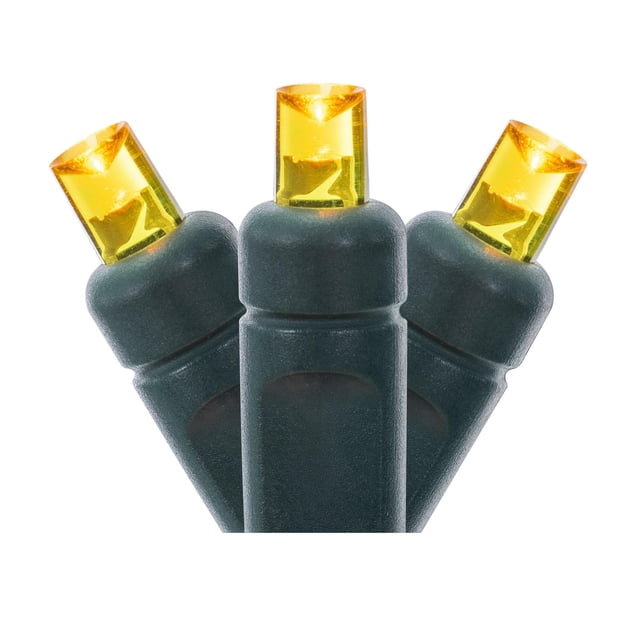 Cadena de luces LED Vickerman de 70 LED, color amarillo, gran angular, 10,7 m