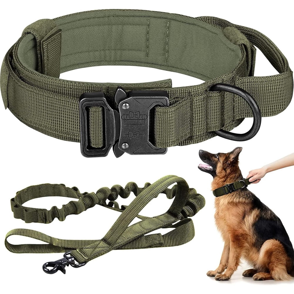 Dog Collar Durable Tactical Leash Set Adjustable Pet Collar Leash Medium Large Dog Shepherd Training Accessories