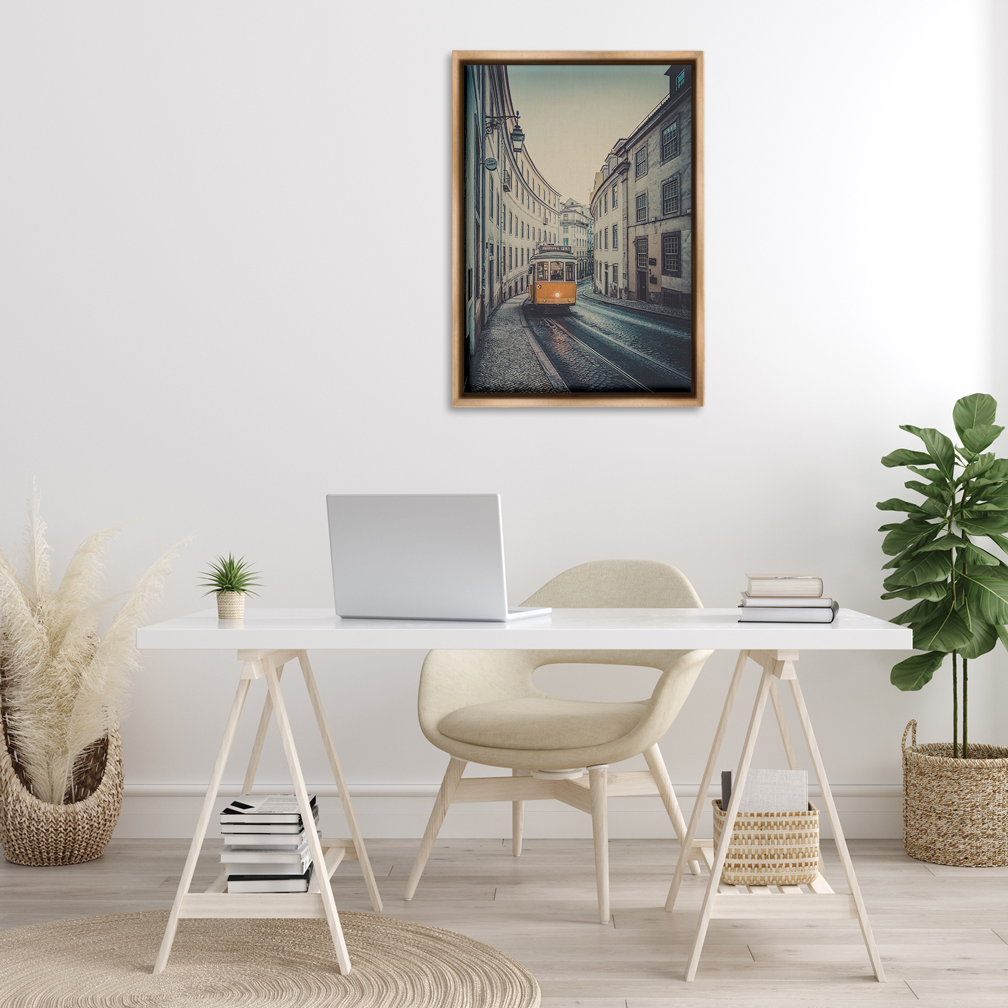 Stupell Industries Trolley Car Cityscape Town & City Photography Brown Floater Framed Art Print Wall Art, 21 x 31
