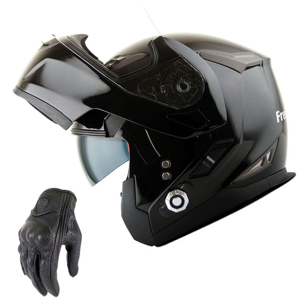 Motorcycle Helmet Bluetooth ECE/DOT Approved Helmet Modular Flip Up Dual Visors Full Face Helmets 53~54CM Built-in Mp3 FM Radio Integrated Intercom Communication System A,XS 