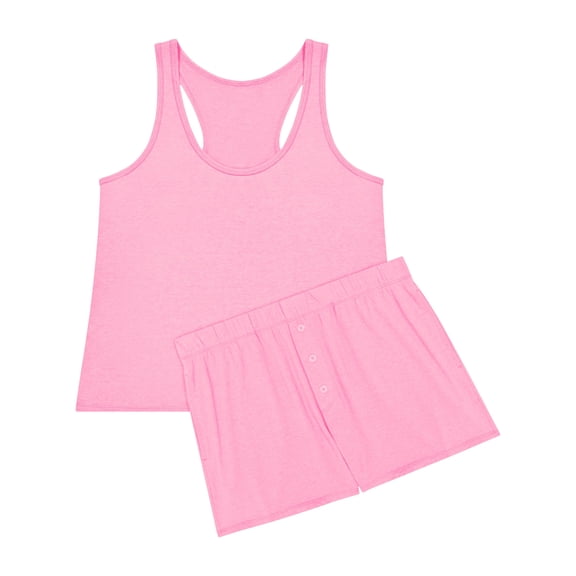 Hanes Originals Comfywear Women's Pajamas Set, Sleep Top & Shorts, Loungewear Spirited Pink/Spirited Pink XL