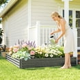 thumbnail image 2 of Outsunny L-Shaped Raised Garden Bed Galvanized Steel Planter Box Light Grey, 2 of 10