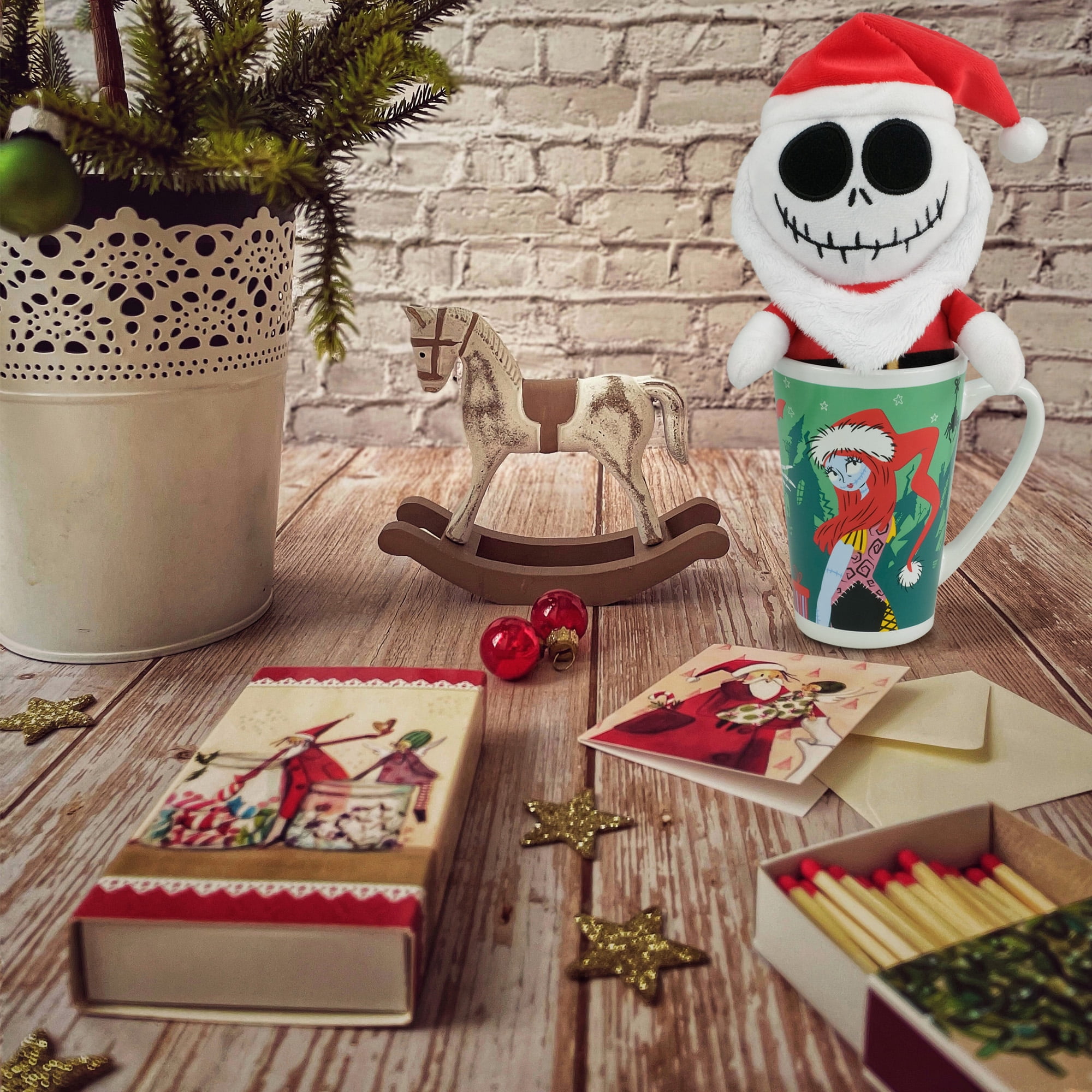 Jack Skellington Santa Plush in Holiday Latte Mug – Giftable Set