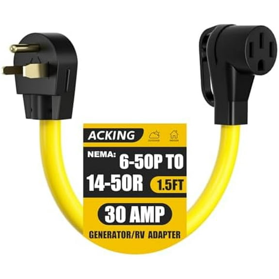 NEMA 6-50P to 14-50R Adapter, 50 Amp 3 Prong Welder Plug to 4 Prong Outlet Generator Dryer Welder EV Charger Power Cord Adapter,250V Yellow$$Tools & Hardware Other