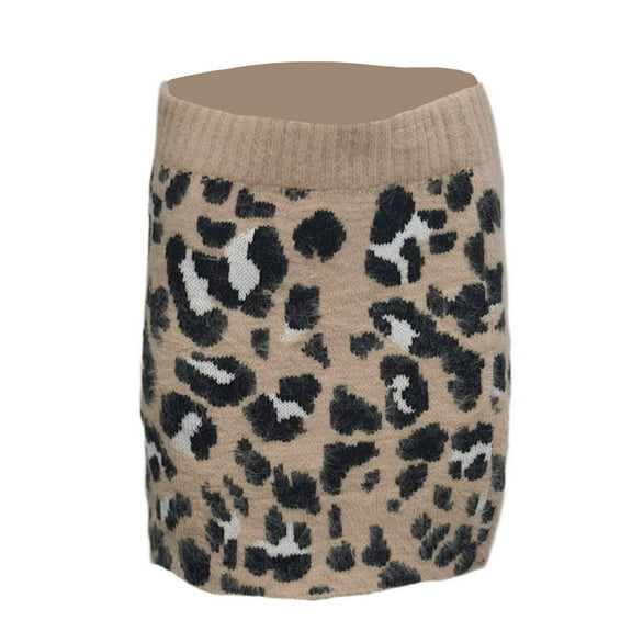 GIANNI BINI Women's Mini Cheetah Warm Fluffy Skirt, Beige, Medium