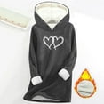thumbnail image 3 of Women Warm Sherpa Lined Hoodies Cute Fleece Crewneck Sweatshirt Long Sleeve Warm Pullover Loungewear Cold Weather, S Dark Gray, 3 of 3
