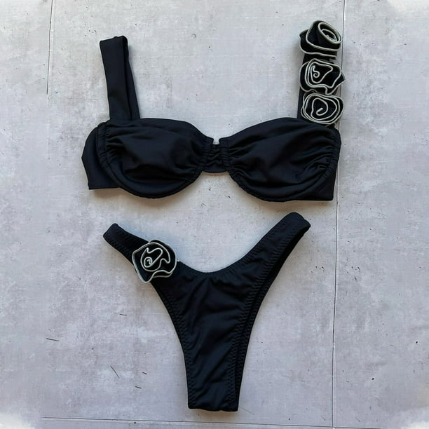 Traje de baño para mujer, moda, cómodo, color sólido, bikini, traje de baño de color liso para mujer, conjuntos de bikinis, trajes de baño para mujer