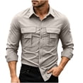 thumbnail image 2 of Men's Tactical Shirt, Long Sleeve Quick-Dry Work Shirt With Ventilation & Multi-Pockets, Outdoor Casual Tactical Clothing White XL, 2 of 9