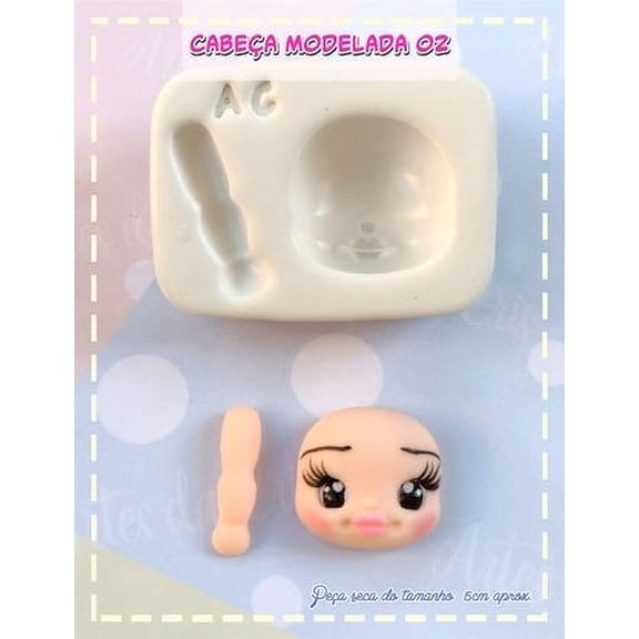 Silicone Mold Cabe�a Modelada II -  Shaped Head and Little Arm II   - Artes da Cris Collection