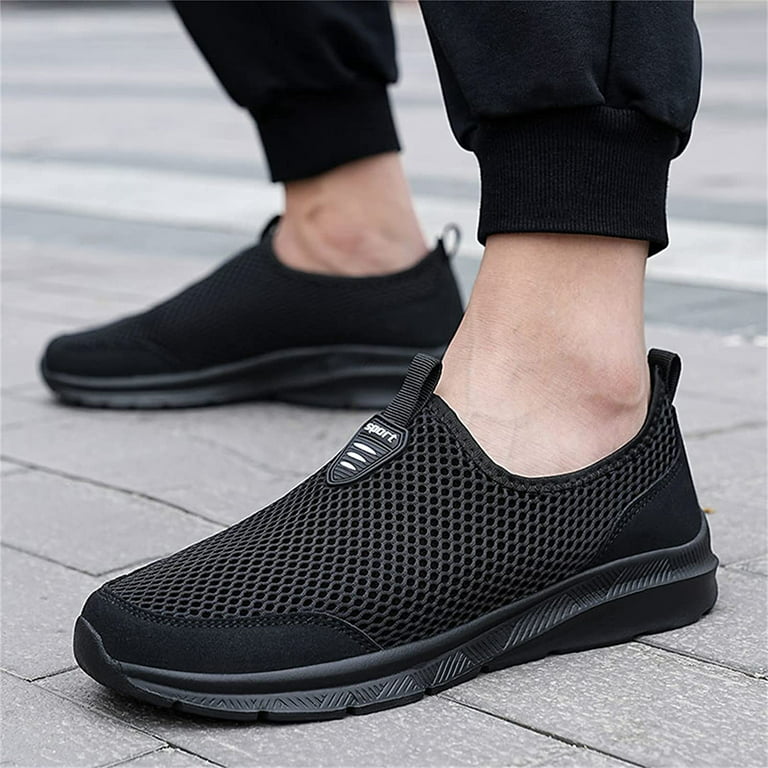 Fashion Sneakers Men Shoes Casual Breathable Mesh Fabric Sports Trainer  Warm Non-Slip Shoes Men Shoes Sneakers for Men Pu Black 44