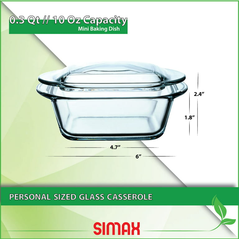 Simax Clear Square Shaped Mini Glass Casserole | With Lid – Heat, Cold and  Shock Proof – Made in Europe – Oven, Freezer and Dishwasher Safe – Small 10