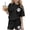 Black, variant on Kilaqueen Teen Girl Cute Paw Print Summer 2 Piece Outfits Loose Crewneck Short Sleeve T-Shirt Matching Shorts Sets