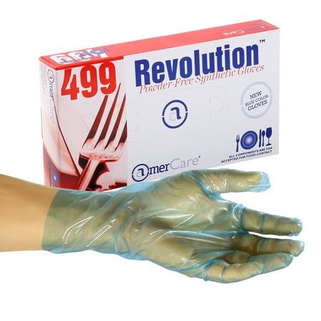 

AmerCare Large Powder-Free Poly Revolution Blue Cast Textured Gloves Case of 1 000