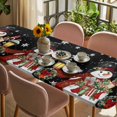 thumbnail image 3 of Black Snowman Christmas Table Cloths for 8 Foot Rectangle Tables, Xmas Snowflake Botanical Patio Waterproof Elastic Fitted Tablecloths, Washable Rectangular Table Cover for Camping, 3 of 8