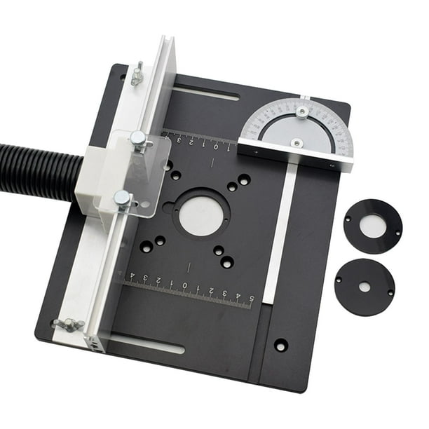 Placa de inserción para mesa de fresadora Placa de fresadora de madera con calibre de inglete elevador Multifunción A con regla de respaldo