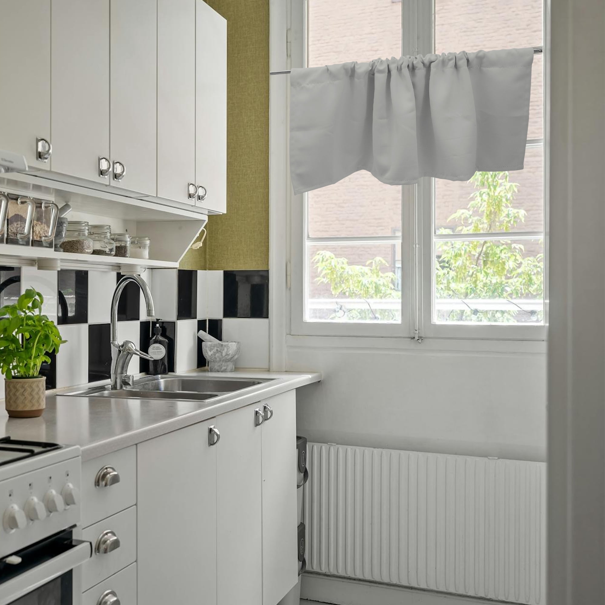 Unique Bargains Blackout Curtains Short Window Curtains Thermal Curtain Gray 18(in) WIDE