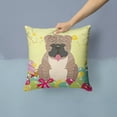 thumbnail image 2 of Carolines Treasures BB6126PW1414 Easter Eggs English Bulldog Grey Brindle Fabric Decorative Pillow, 2 of 4