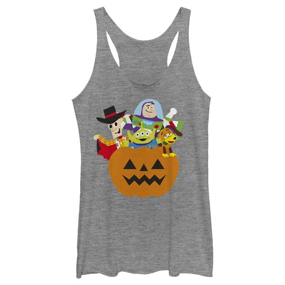 Women's Toy Story Halloween Toy Treats  Racerback Tank Top Gray Heather Small