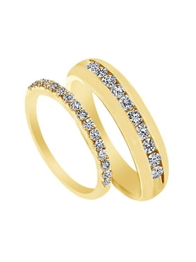 His Hers Sets Product Image White Natural Diamond His And Hers Wedding Band Ring Set In 14k Yellow Gold 0 88