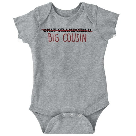 

Big Cousin Funny Baby Announcement Romper Boys or Girls Infant Baby Brisco Brands 24M