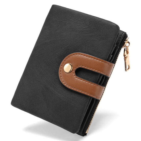 LOUEBICA Small Wallets for Women Leather Bifold RFID Blocking Card Holder Compact Wallet Women with Zipper Coin Pocket