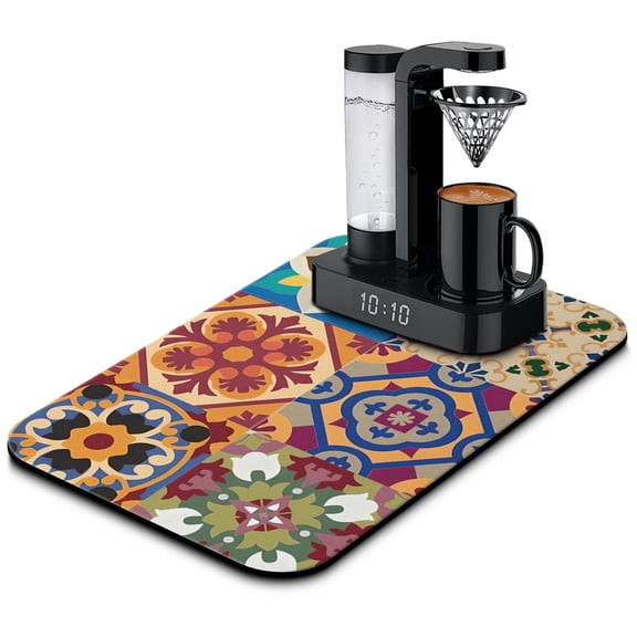 Brilliantly Absorbent Mexican Coffee Drying Mat 19.5x12in Diatom Mud Dish Pad Perfect Counter Top Kitchen Gadget for Dry, Coffee Mat Clean & Stylish Kitchen