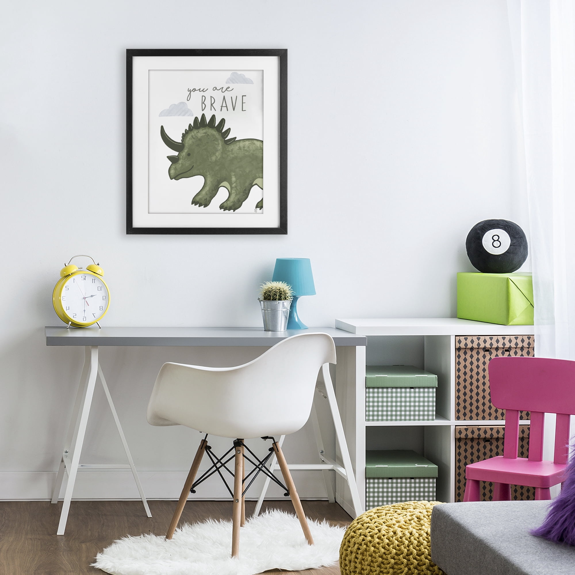 Stupell Industries You Are Brave Dinosaur Black Framed Print Under Glass, design by Elizabeth Tyndall