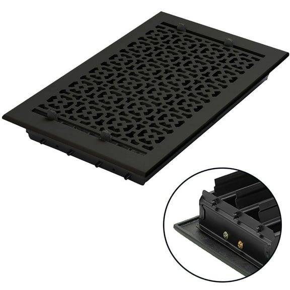 Achtek Air Supply Vent 8"x 14" Duct Opening (Overall 9-1/2"x 15-3/4") Solid Cast Aluminum Register Cover | Powder Coated