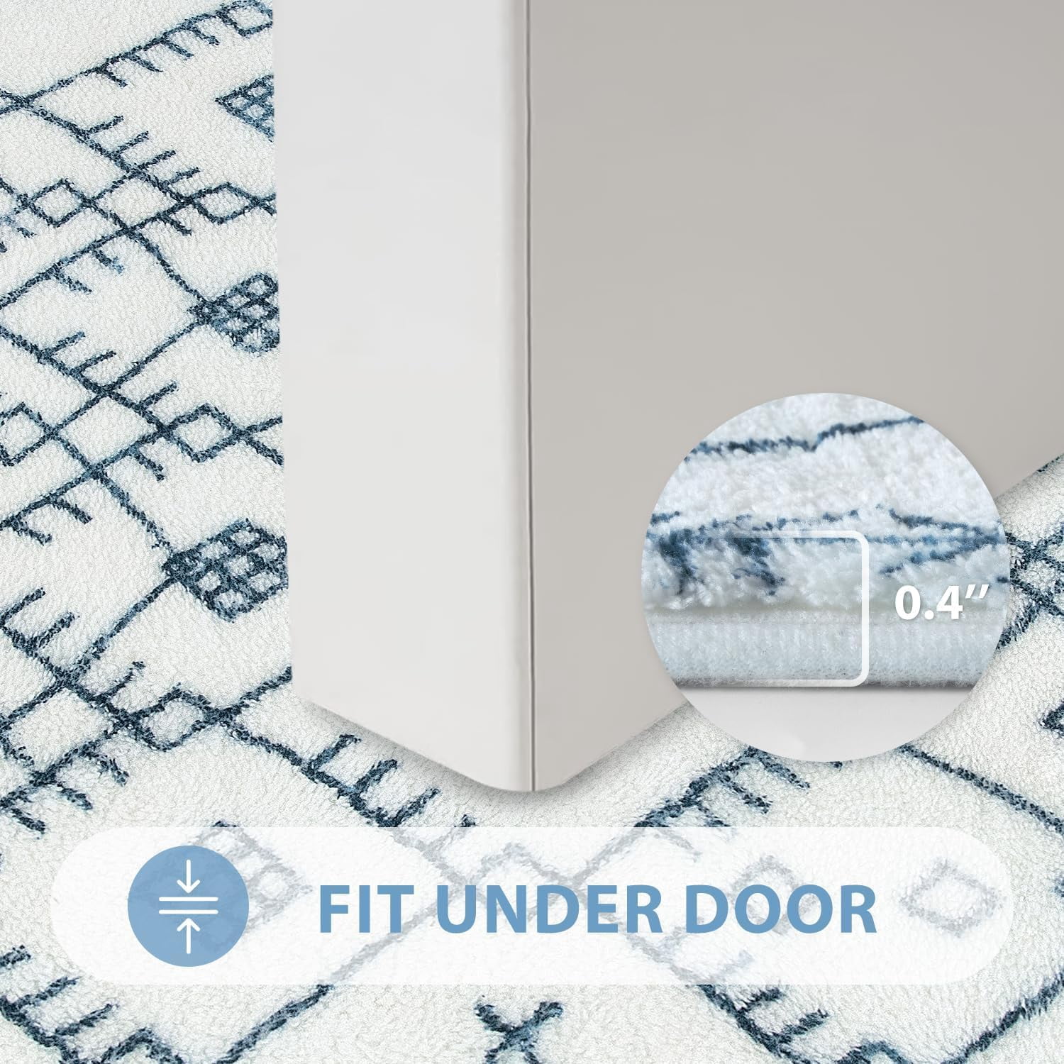 Bathroom Runner Rug 18x47 inch Long Boho Bath Mat Non-Slip Moroccan Farmhouse Gray Bath Rug Soft Velvet Machine Washable Bathroom Mats for Tub Sink Shower