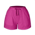 thumbnail image 6 of Beach Shorts for Women,Womens 5 Inch Inseam Drawstring Linen Blend Short,Womens Summer Shorts(Color:Hot Pink,Size:2XL), 6 of 7