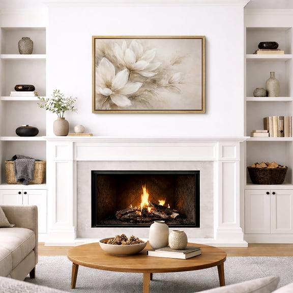 Framed Canvas Print Flower Wall Art Modern Decorative for Living Room Bedroom - 16"x24" NATURAL