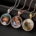 thumbnail image 3 of PersonalisedCustom Picture Necklace Personalized Photo Necklace For Men Circle Memorial Picture Pendant 18K Gold Plated Customized Engraved Photo Rip Chain Medallion, 3 of 14