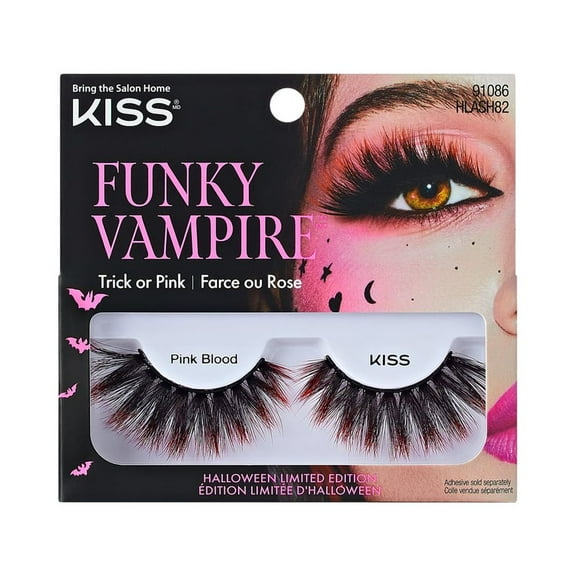 KISS Halloween Limited Edition Funky Vampire False Eyelashes, 1 Pair - Pink blood