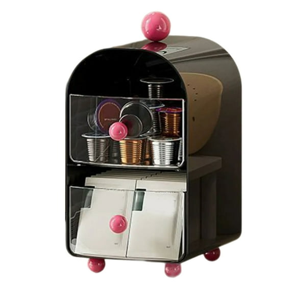 Plastic Desktop Coffee Organiser Corner Teas Bag Storage Box with Compartments