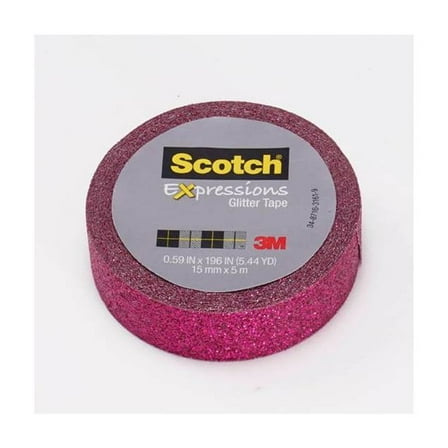 Scotch Expressions Glitter Tape, Hot Pink Glitter, .59" x 196", 1 Roll